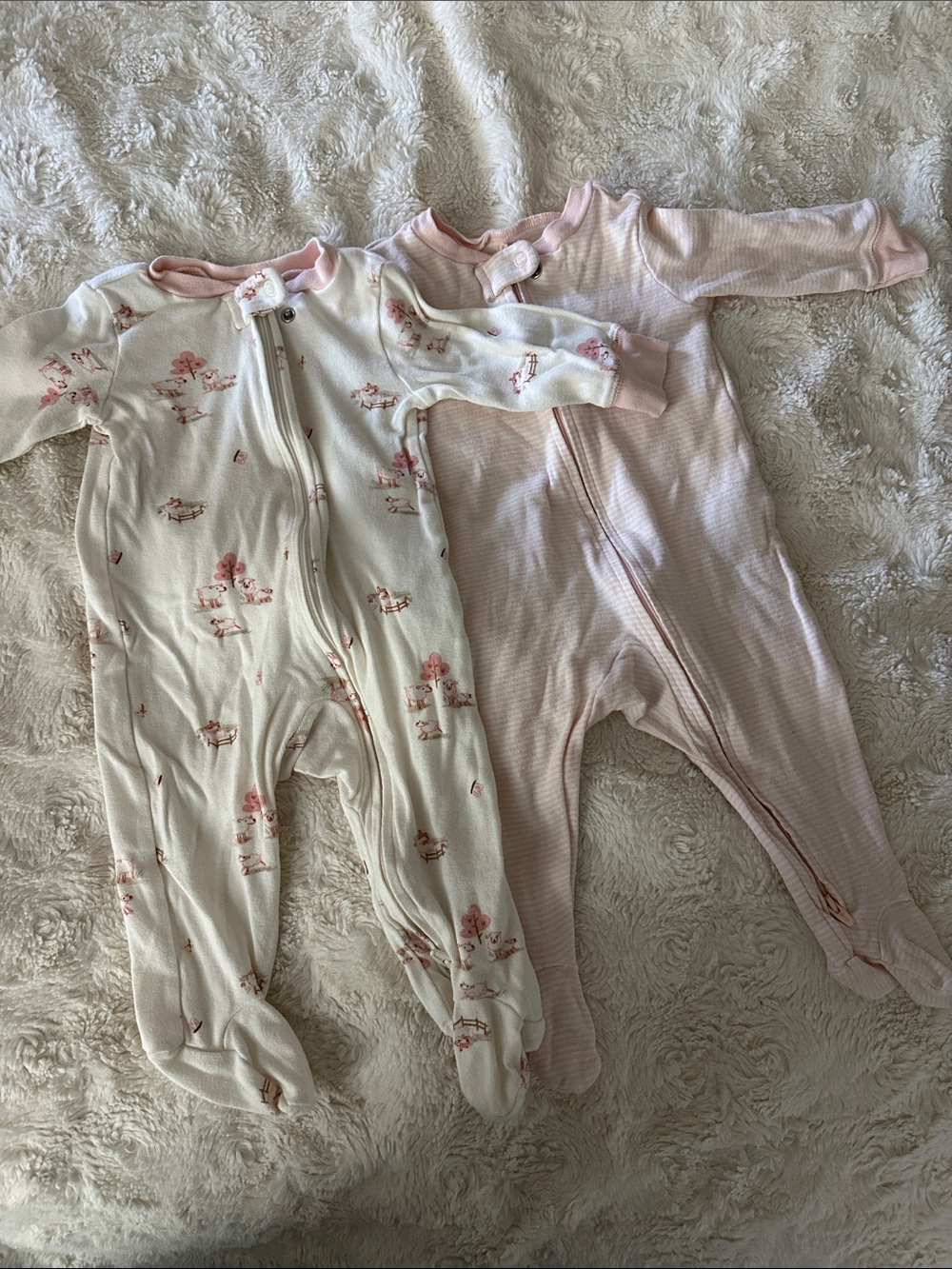 Carter's Pink & Cream Floral and Stripe Footed Sleepers - 2 Pack